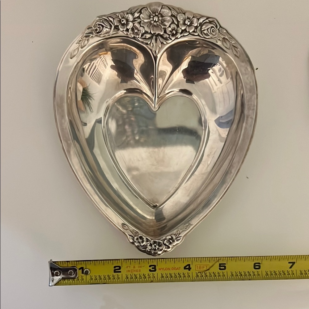 International Silver Co Laurel Mist Heart-shaped Tray.